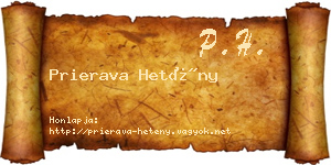 Prierava Hetény névjegykártya